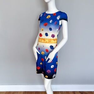 Red Tulip Mini Bodycon Stretch Floral Summer Dress Blue Multicolor Roses Dali 4